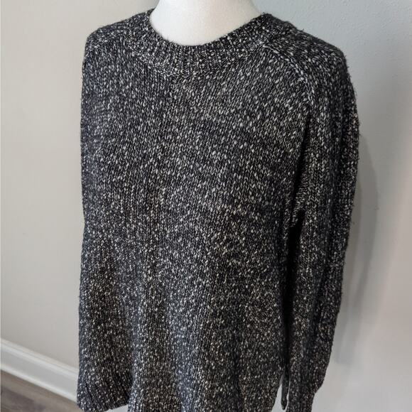 Loft Black & White Knit Crew Neck Oversized Raglan Long Sleeve Sweater Small - Picture 2 of 8